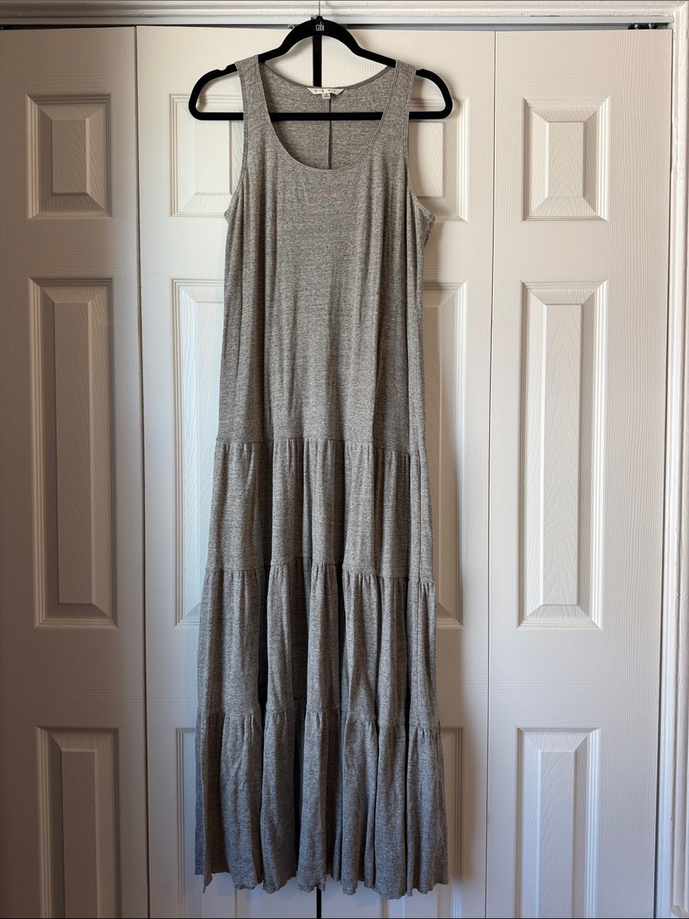 CAbi #853 Gray Tiered Sleeveless Maxi Dress - Picture 3 of 7